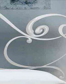 Letto matrimoniale in ferro con contenitore, Grigio Polvere