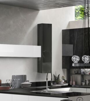 Pensile per cucina sospeso, Antracite lucido