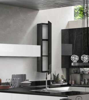 Pensile per cucina sospeso, Antracite lucido