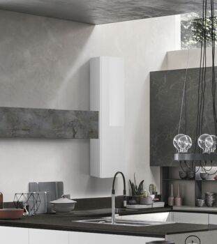 Pensile per cucina sospeso, Bianco lucido