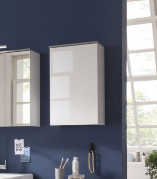 Mobiletto bianco Laccato e top Grigio Cemento da bagno