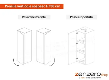 Mobile da ingresso con specchio e colonna, finitura bianco laccato lucido