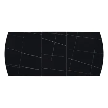 Tavolo moderno 150 x 90 cm, con piano in ceramica finitura Marmo Nero 