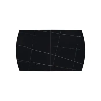 Tavolo moderno 150 x 90 cm, con piano in ceramica finitura Marmo Nero 