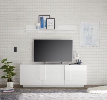 Mobile tv Bianco laccato lucido, 3 ante