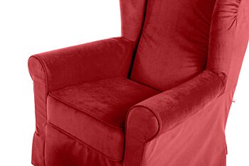 Poltrona di design in finitura Rosso antico con braccioli