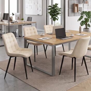 Sedia per uffici in velluto Beige, design moderno