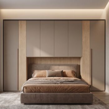 Armadio ponte matrimoniale, L.412 H,295, Rovere nordico e Visone