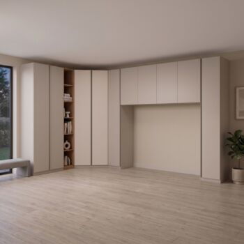 Armadio a ponte con cabina e libreria, Cashmere e Mercure
