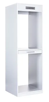 Mobile con 2 vani porta lavatrice e contenitore, L.67 H.208 P.68, Bianco