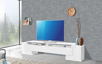 Porta tv L.210, bianco laccato lucido