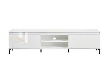 Mobile porta TV moderno finitura Bianco Lucido, Made in Italy