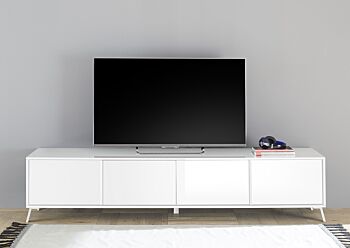 Parete attrezzata moderna, 6 ante battenti, finitura Bianco Lucido