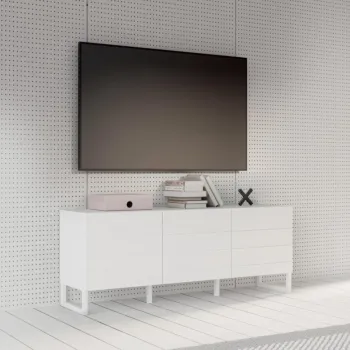 mobile tv con piedi bianco