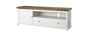 Porta TV composto da 1 anta e 1 cassetto, bianco frassinato e rovere 