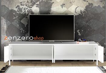Mobile porta TV, stile moderno, finitura bianco lucido