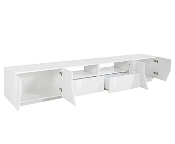 Innovativo Porta TV moderno Bianco lucido, Made in Italy 