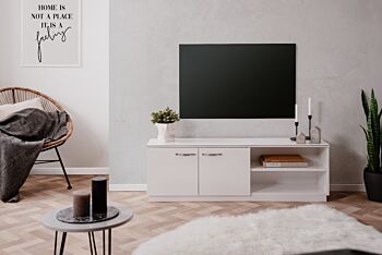 Mobile tv a 2 ante con ripiano in finitura Bianco lucido