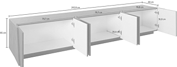 Mobile porta tv 6 ante con disegni geometrici in finitura Ardesia