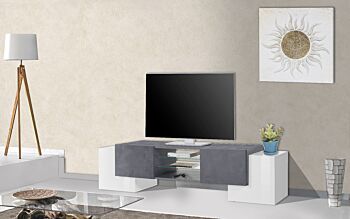 Porta tv moderno Grigio Ardesia e Bianco lucido, 4 ante