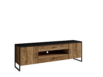 Porta TV grande finitura legno invecchiato e metallo nero