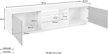 Moderno porta tv con due ante in noce caracalla e bianco lucido