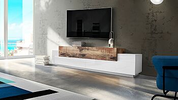 Mobile porta tv moderno con 3 ante in finitura Bianco lucido e Pero