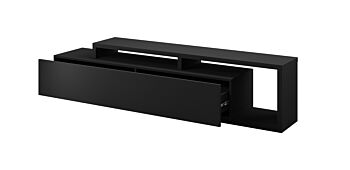 Parete attrezzata di design, finitura nero opaco