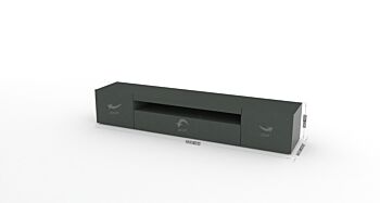 Base Porta TV moderna a 2 ante e 1 ribalta, finitura antracite lucido