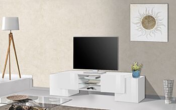 Porta tv moderno Bianco laccato lucido, 4 ante