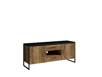 Porta TV piccolo finitura legno invecchiato e metallo nero