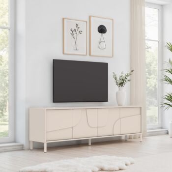 Soggiorno composto di Madia e di Porta TV, in finitura Cashemere, con piedini metallici