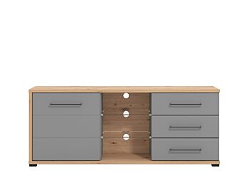 Porta tv 3 cassetti 1 anta, finitura Grigio grafite e Rovere