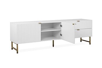 Porta TV bianco opaco stile nordico con gambe dorate Zenzero Shop