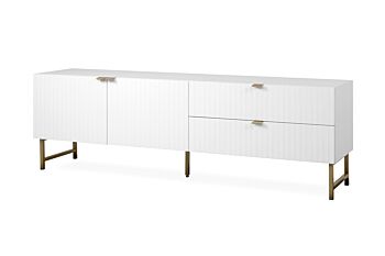 Porta TV bianco opaco stile nordico con gambe dorate Zenzero Shop