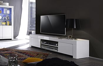 Porta TV "Alba" Moderno di Design, Laccato Bianco Lucido