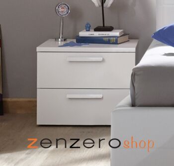 Letto Vertigo bianco in ecopelle imbottito una piazza e mezza, testiera righe