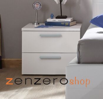 Camera completa con letto grigio in tessuto imbottito con armadio Miss H.230