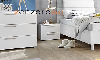 Comodino 2 cassetti con maniglie in legno Grigio
