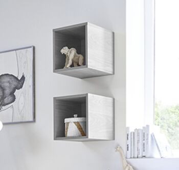 Cameretta moderna con letto imbottito e armadio vertigo grigio
