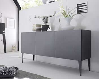 Credenza Moderna, Madia di design, 3 ante, Grigio Opaco con piedini