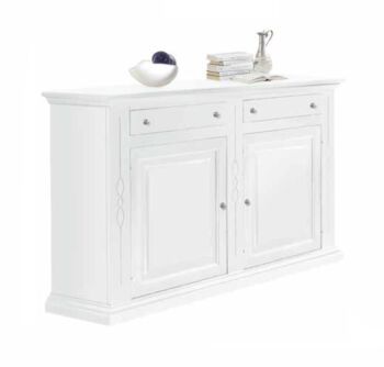 Credenzone in legno, bianco opaco, arte povera - cm 177x100