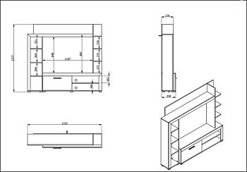 Parete attrezzata moderna finitura Rovere e Nero Zenzero Shop