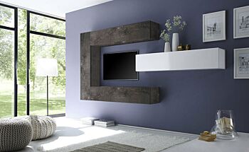 Parete attrezzata moderna di design, Piombo Bianco Lucido - 278x169 cm