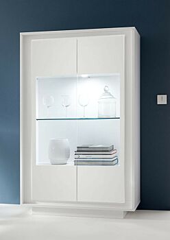 Vetrina Design Moderno, 2 ante Alta, Bianco Opaco