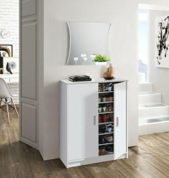 Scarpiera, portascarpe di design moderno, in finitura bianca