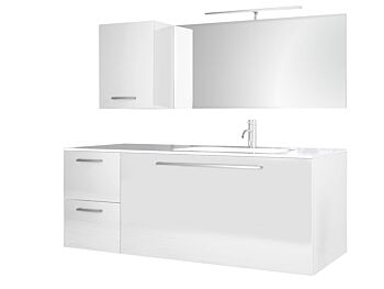 Composizione da Bagno con 3 cassetti soft-close e pensile reversibile, bianco lucido