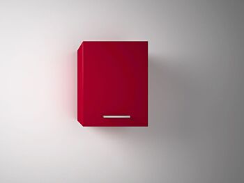 Composizione da Bagno con 3 cassetti soft-close e pensile reversibile, Rosso Lucido