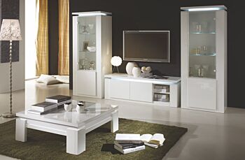 Tavolino da salotto 90 x 90, bianco lucido, Made in Italy