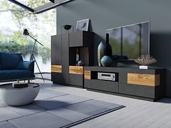 Porta TV  moderno L.160 con 1 anta ribalta e 2 cassetti